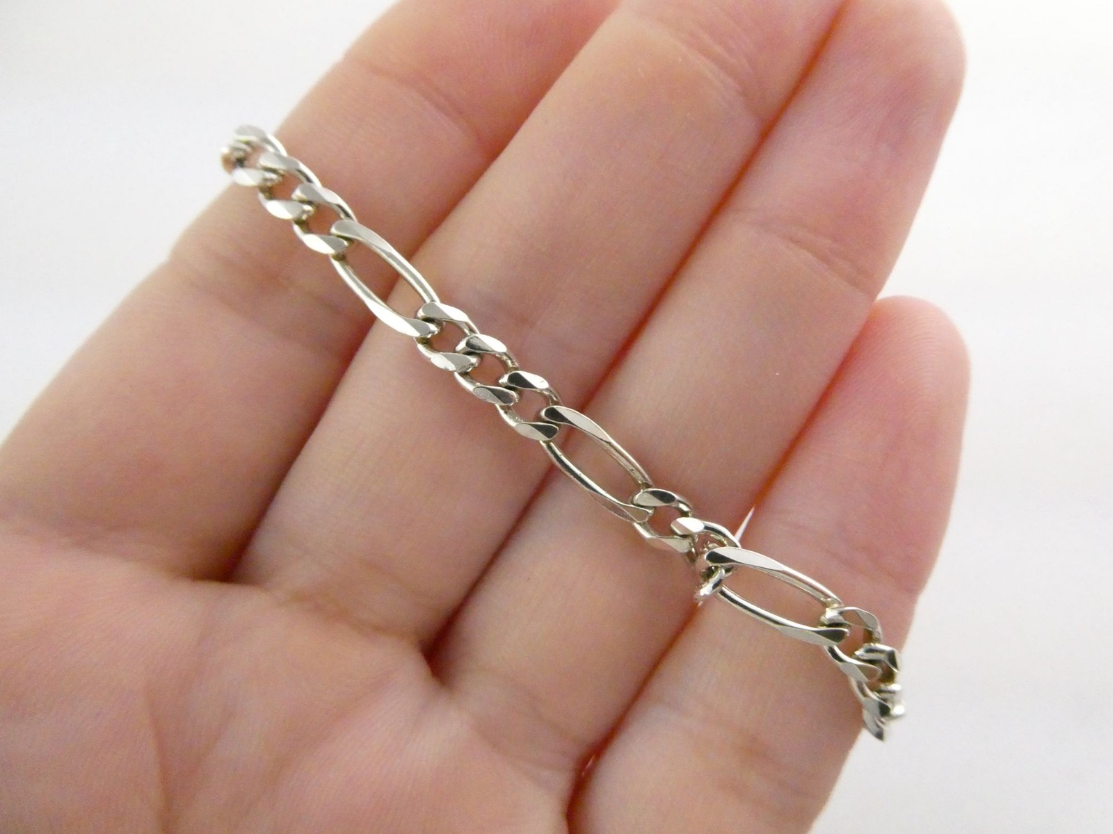RL Designer Sterling Silver Long and Short Chain Link Bracelet 925 7.5 Inch 6.2g