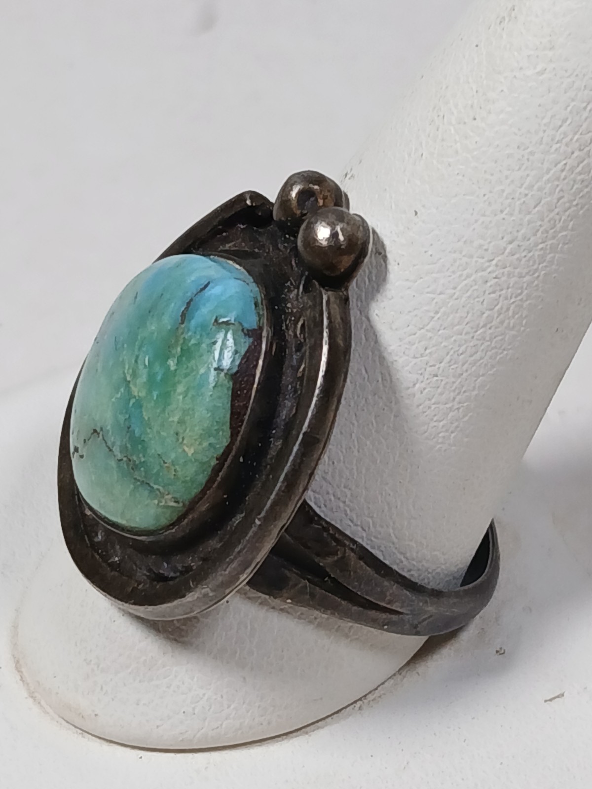 Native American S. Silver Turquoise Ring Vintage Jewelry 9 Grams Size 11.75