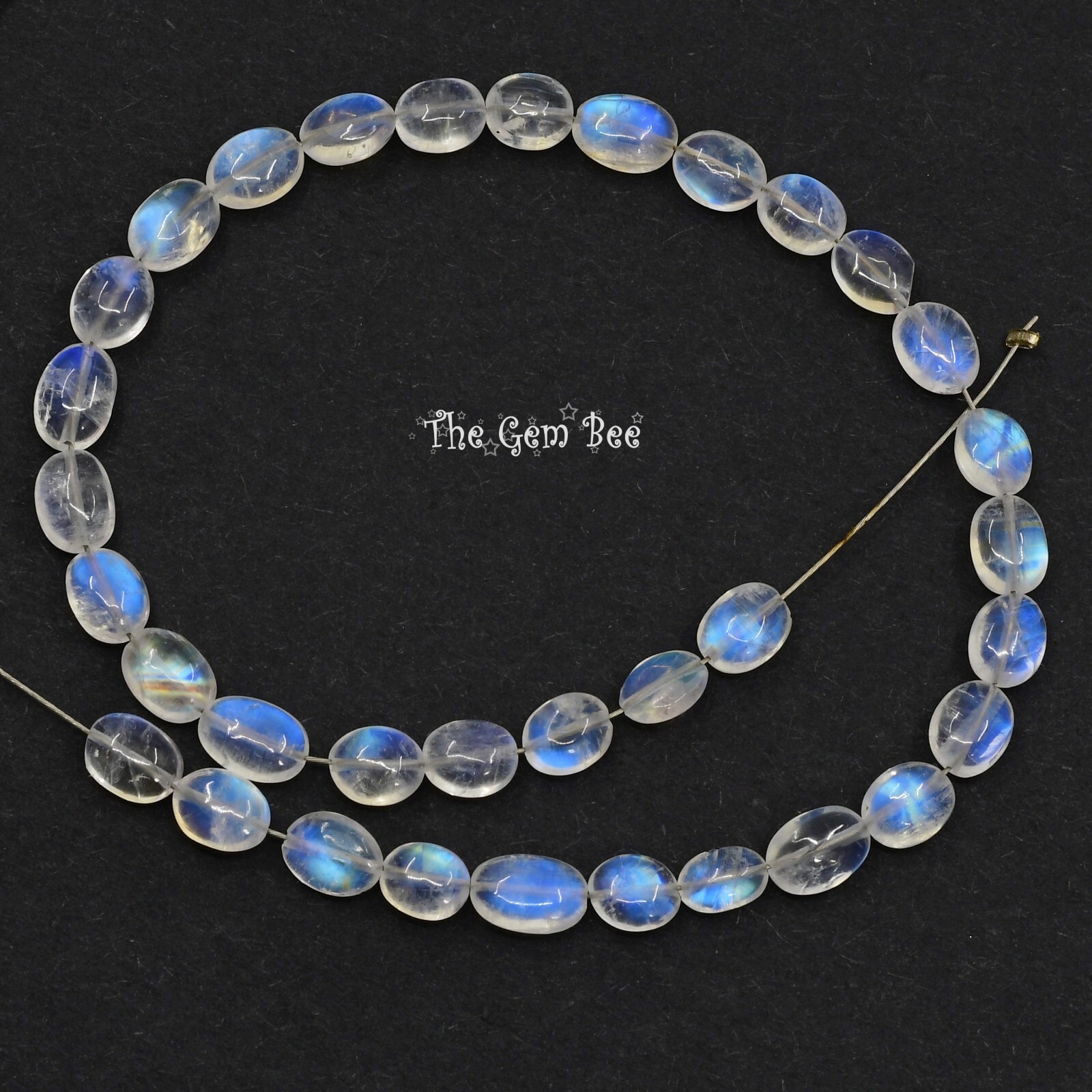 20CT Fine Rainbow Moonstone Smooth Oval Nugget Beads 8 inch strand