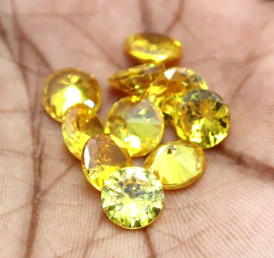 Natural 5 mm Yellow Zircon Round Cut 35 Pcs Certified Loose Gemstone Lot + Gift