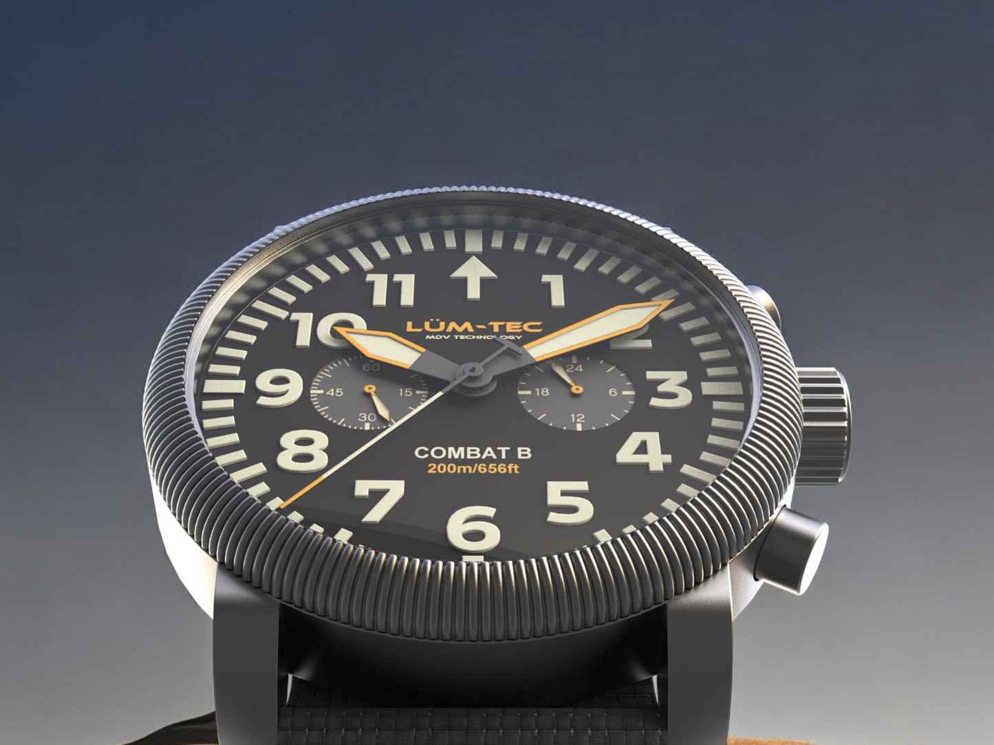 Lum-Tec Mens Watch Combat B64 Chronograph 43mm Black Dial Miyota Japan OS21J