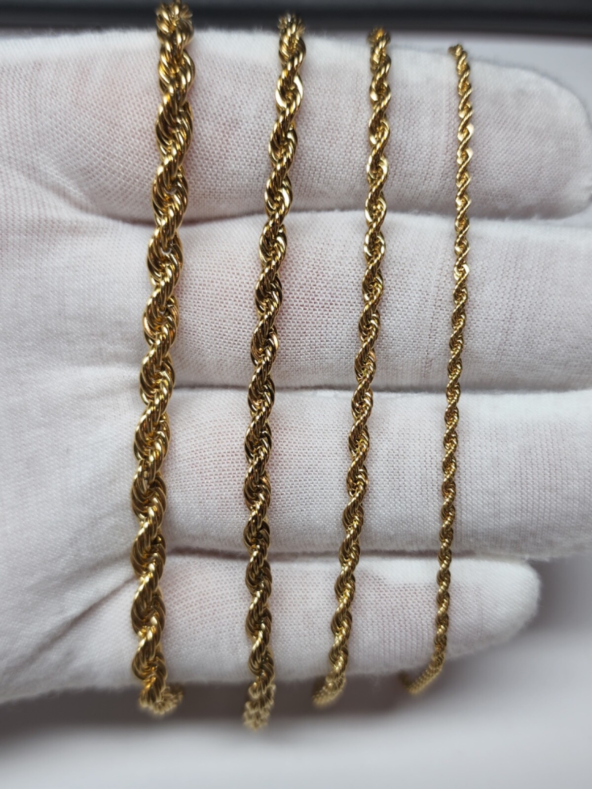 Stainless Steel Gold Plated Rope chain 2-5mm Size 16-24in HipHop Jewelry Unisex