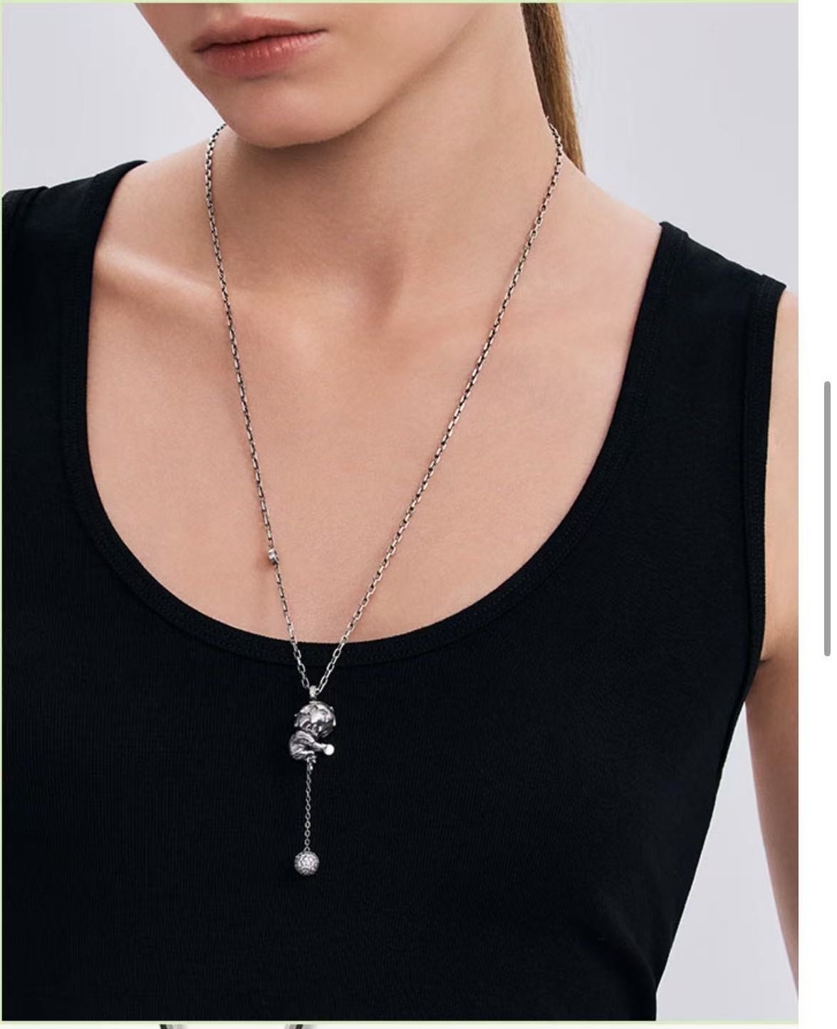 Popop Hirono Series Confinement necklace One 925 Silver 55cm+2.5cm+2.5cm
