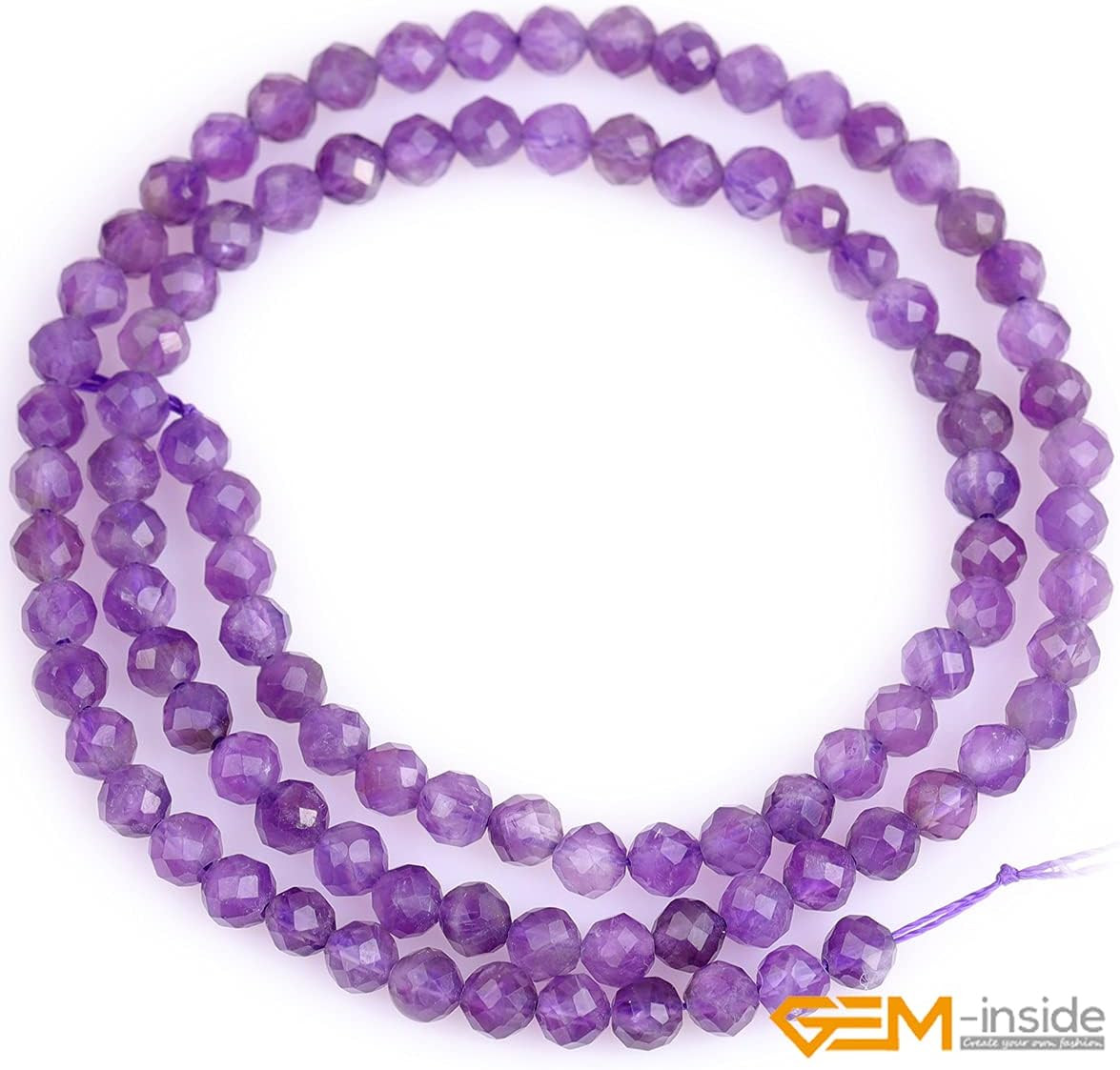 Gem-Inside Amethyst Gemstone Loose Beads Natural 4Mm round Faceted Crystal Energ