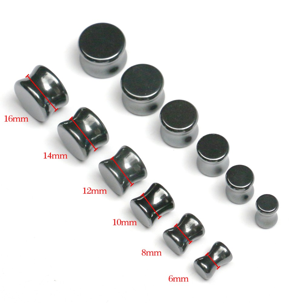 PAIR Organic Stone Ear Flesh Tunnels Plugs Ear Gauges Saddle Double Flare Gauge