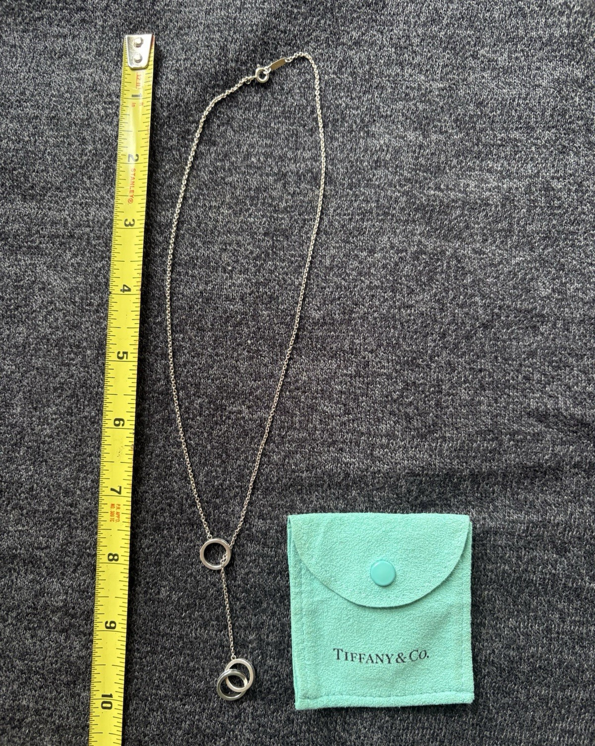 Tiffany & Co. 925 Sterling Silver Interlocking Round Lariat Necklace 18”