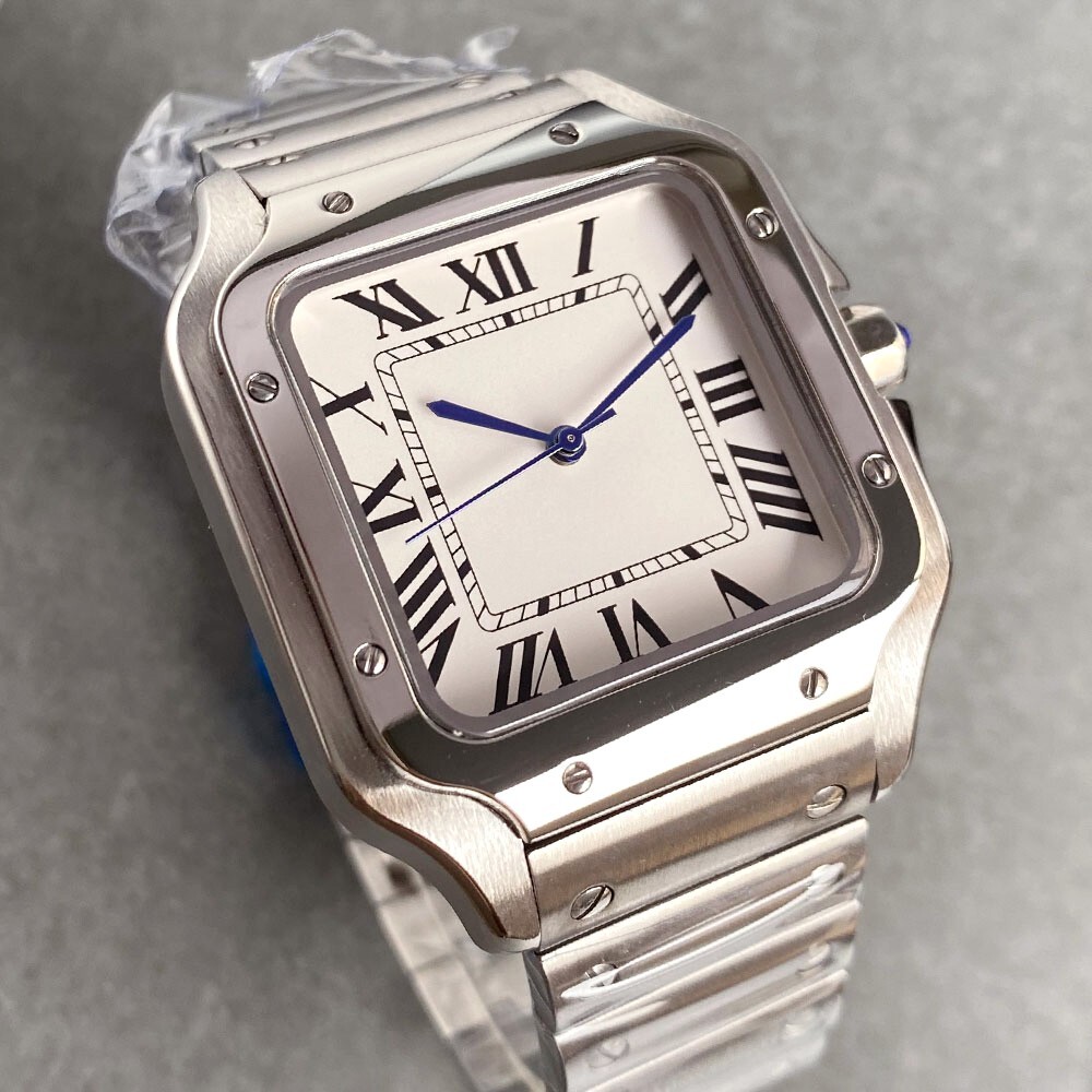 38mm Retro Simple Square White Dial NH35A Automatic Sapphire Glass Men Watches