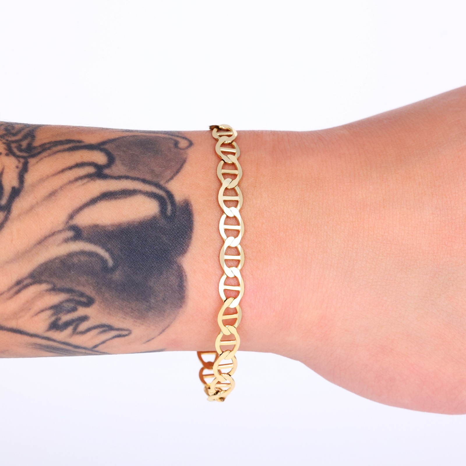 10K Yellow Gold Solid 2mm-9mm Mariner Anchor Link Chain Bracelet 7″ 7.5″ 8″ 9″