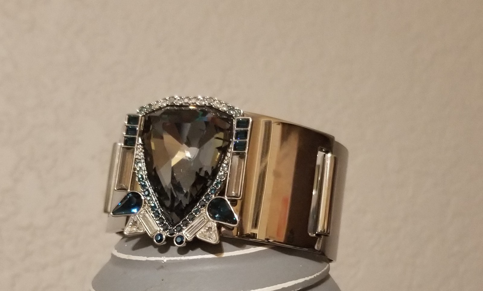 Swarovski Palladium Shogun Plated Bracelet Bangle Smokey Blue White Vintage