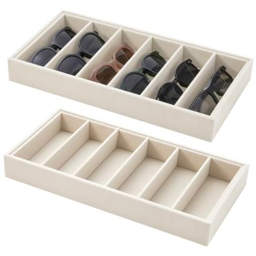 Pcs Velvet Sunglasses Organizer Tray 6 Grid Sunglass Organizer Velvet 2 Beige