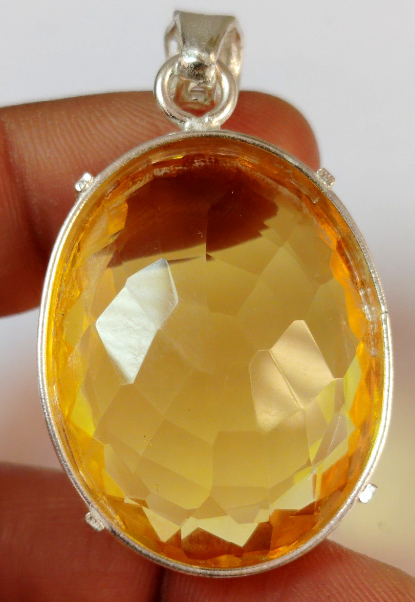 AAA+ Large Yellow Citrine 94.55 Ct. Oval Cut 925 Silver Pendant Gift for Women