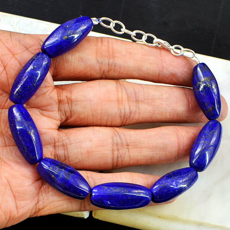 190.00 Cts Natural 7 Inches Long Blue Lapis Lazuli Beads Bracelet NK 23E136