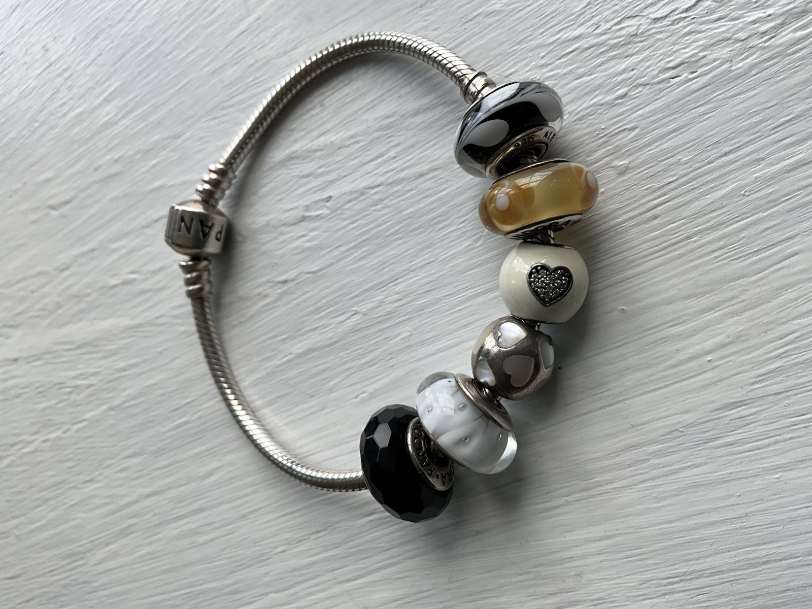 Pandora Bracelet With 6 Charms (1 Mickey Mouse Charm)