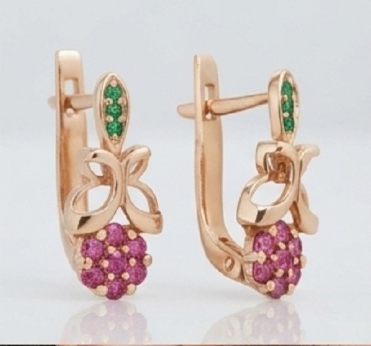 2ct Round Simulated Pink Ruby/Emerald Nature Inspire Earrings 14k Rose Gold Over