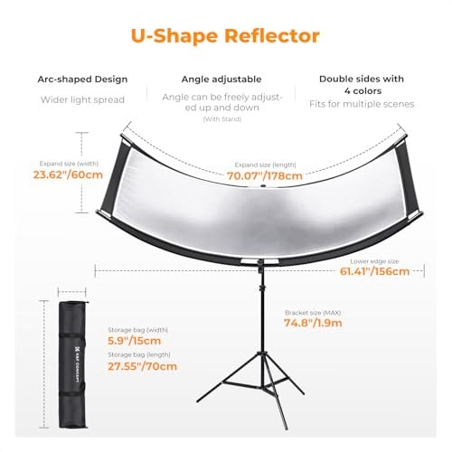U-Shape Reflector Curved Reflector 180x60cm with 4-in-1 70.8*23.6inch