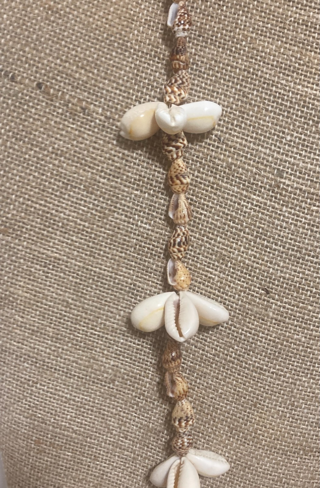 Vintage Cowrie Shell Necklace Beaded Tassel Beach Surfer 28”