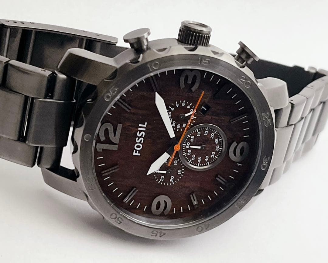 FOSSIL JR1355 Mens Chronograph Date 50mm Wood Grain Dial Watch