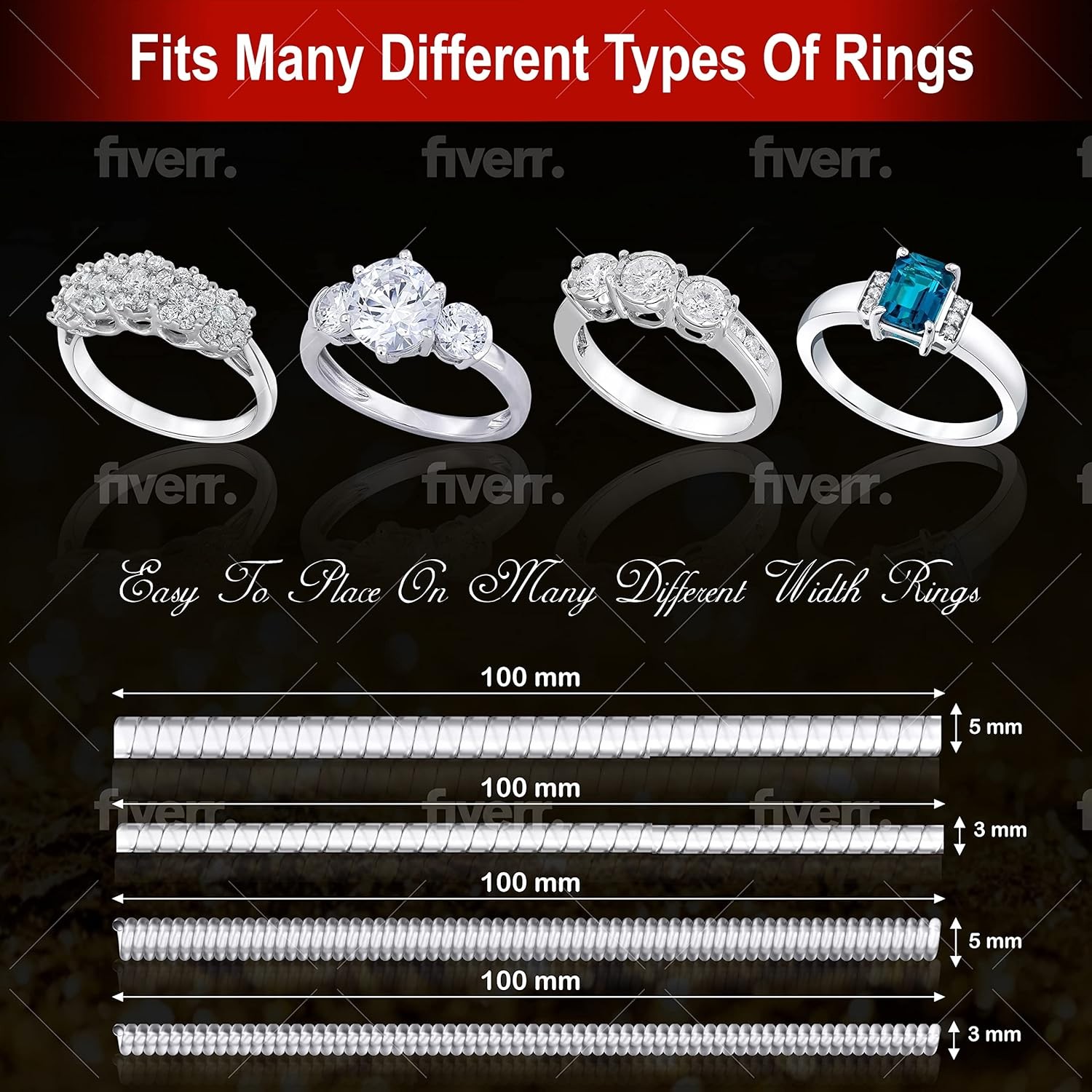 Ring Sizer Adjuster for Loose Rings – 20 Pack with 4 Sizes Different…