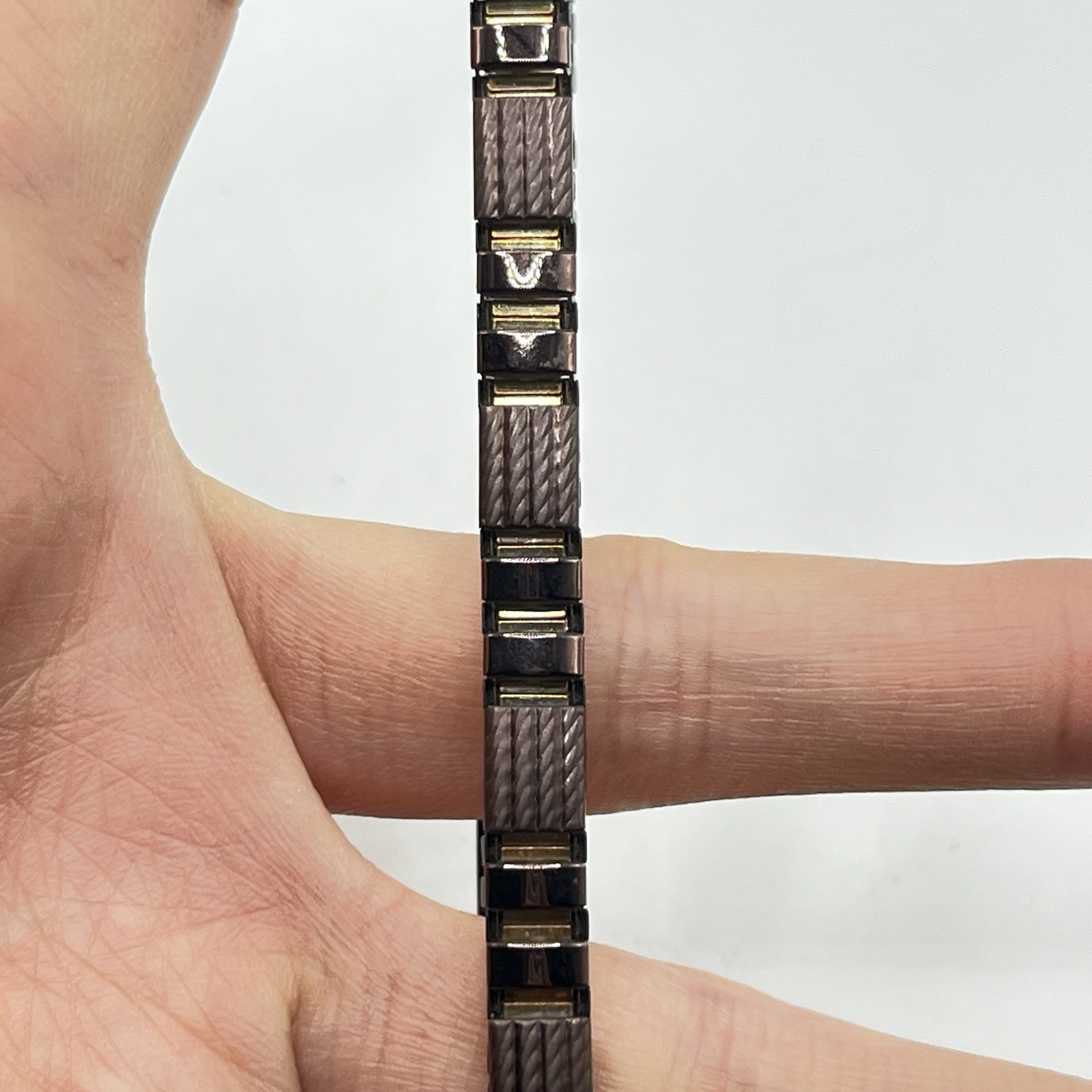 Milor Stainless Steel Panel Stretch Bangle Expansion Bracelet Bronze Tone 7.5”