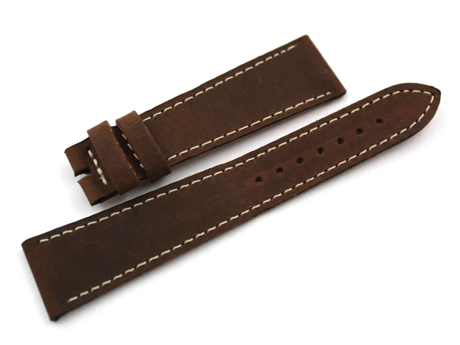 Genuine Leather Strap Dark Brown 20/16mm Made Italy Handmade Spare Parts New