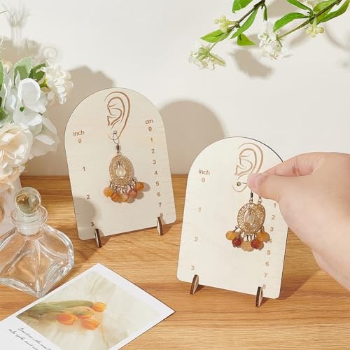 2 Pcs Earring Measurement Display Stand 3.5x2x5 Wood Ear Stud Stand 3.5x2x5″