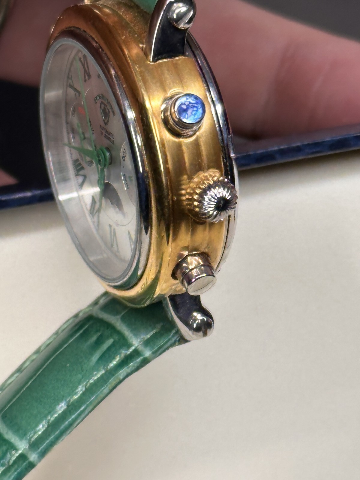 Stauer L2869GN Automatic Moon Phase Watch with Green Strap
