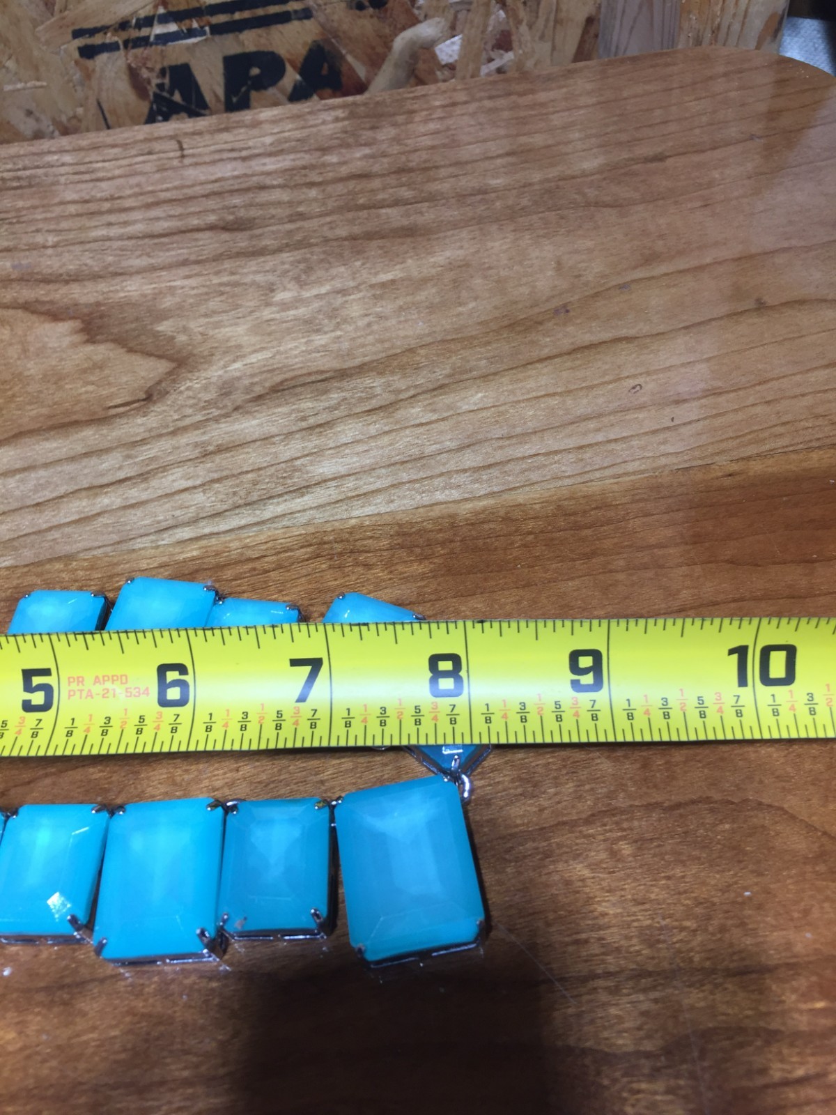 Ann Taylor Statement Necklace Rectangular Faux-Turquoise Stones Rectangle Toggle