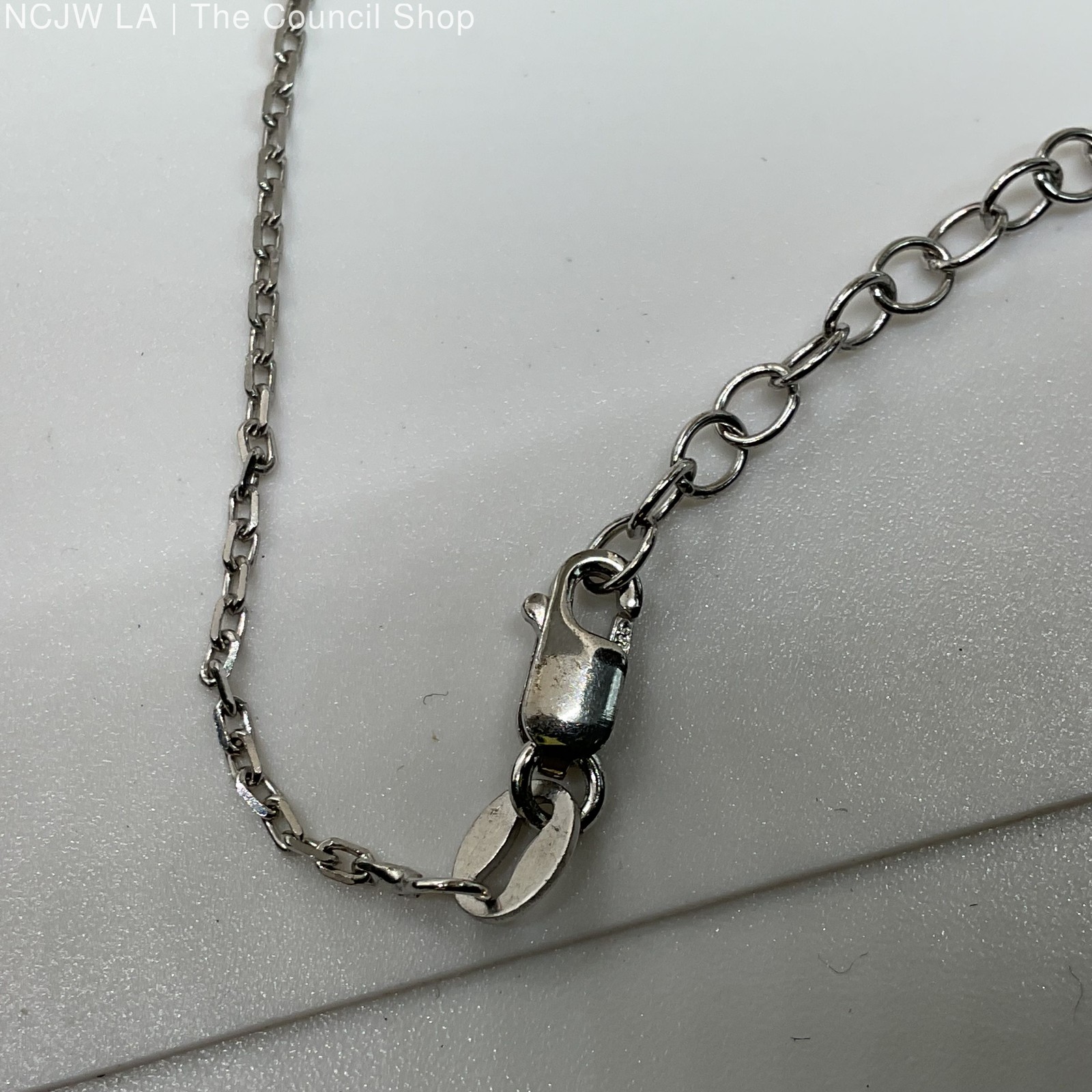 Sterling Silver Rhinestone Disc Pendant 18″ Chain Necklace- 2.56g