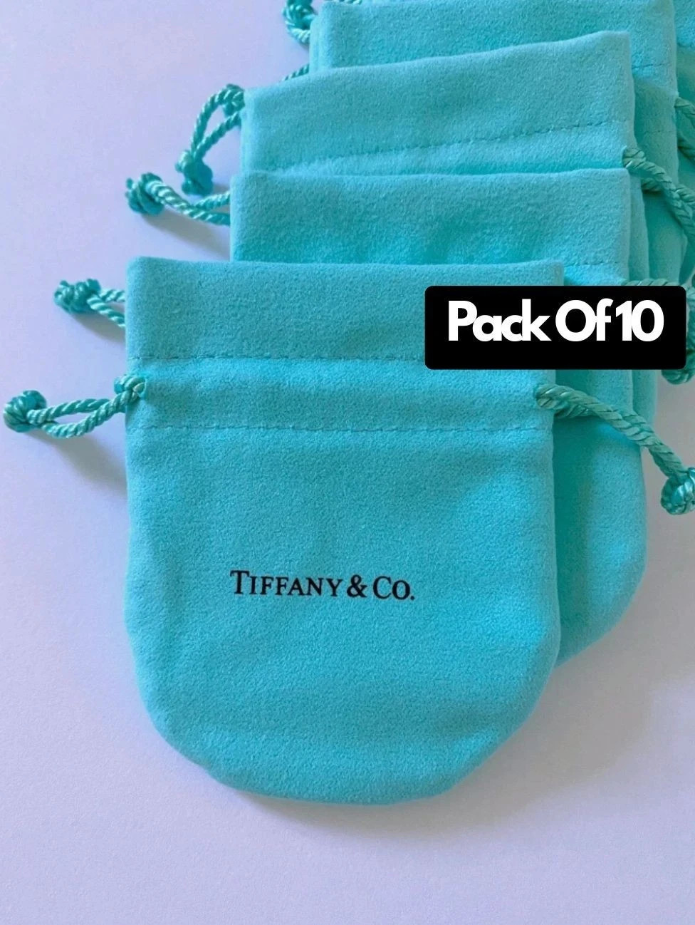 10pc Tiffany Empty Blue Jewelry Pouch Drawstring Bag Small New Lot of 10