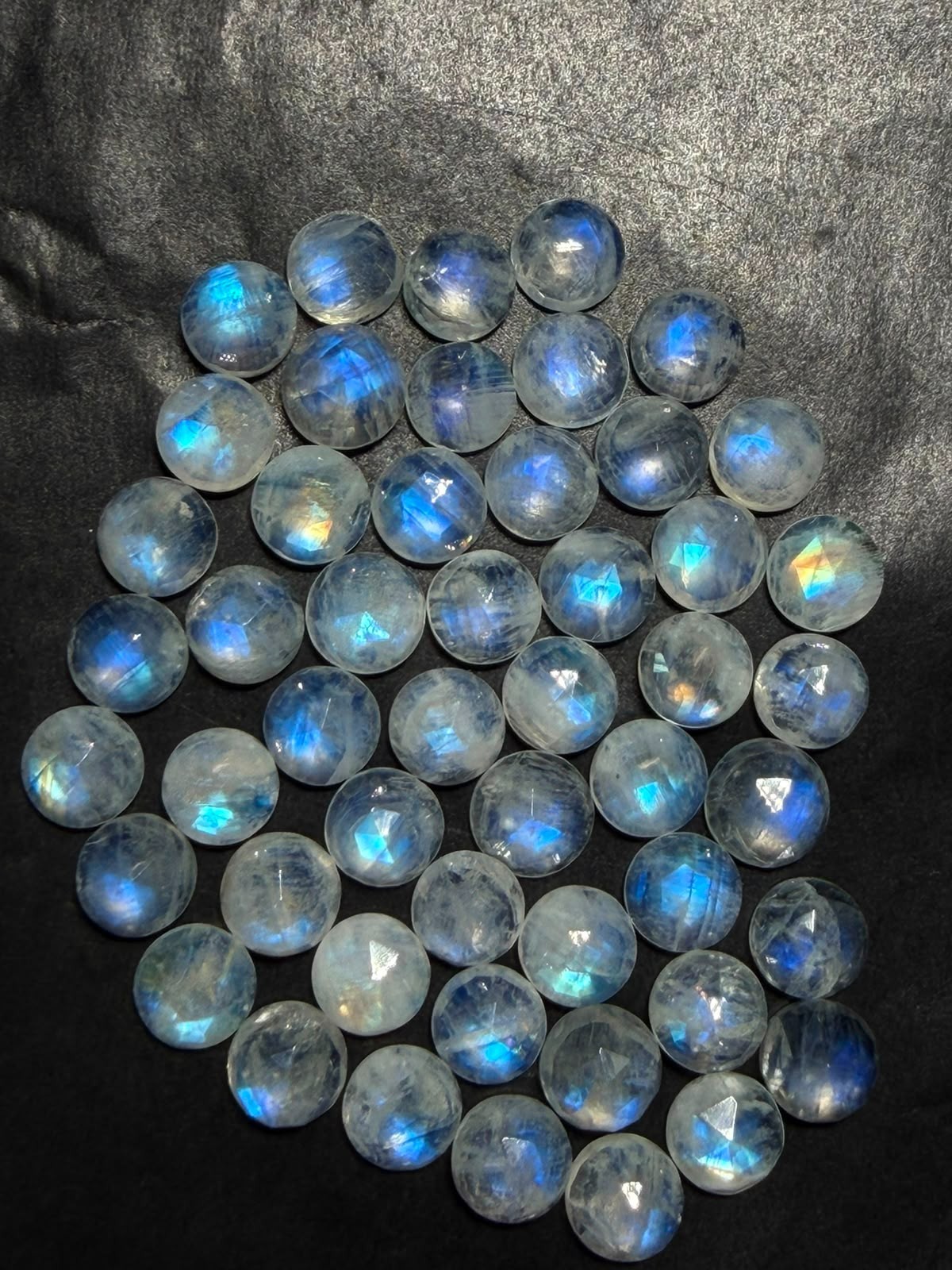 Rainbow Moonstone A One Quality 7 mm Natural Moonstone Rose Cut Loose Gemstone
