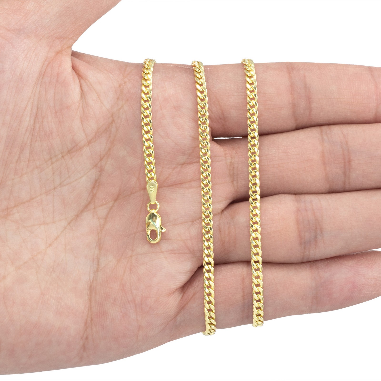 10K Yellow Gold 3.5mm Miami Cuban Link Chain Bracelet Lobster Clasp 7″ 8″ 9″