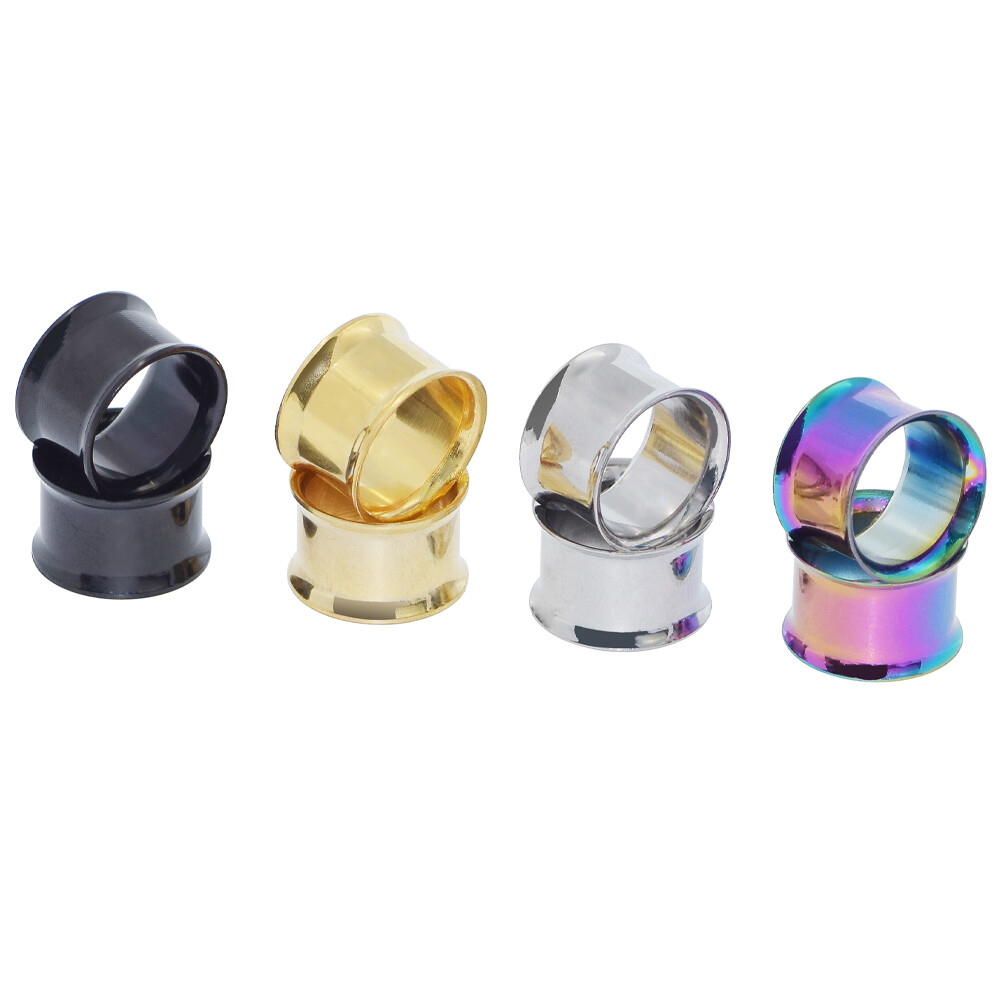 PAIR Metal Double Flared Screw Fit Steel Ear Plugs Flesh Tunnels Gauge Earrings