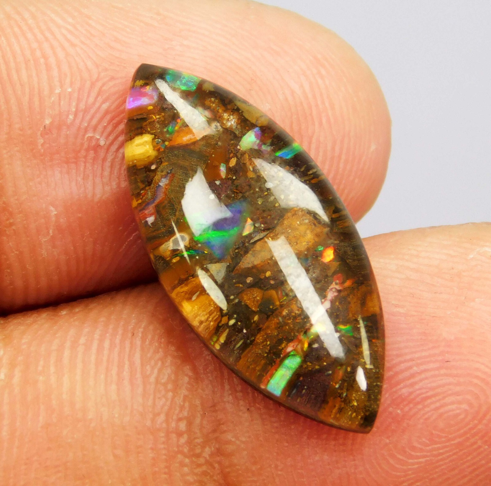 Australian Koroit Boulder Opal 9.35 Ct Marquise Cut Polished Natural Gemstone