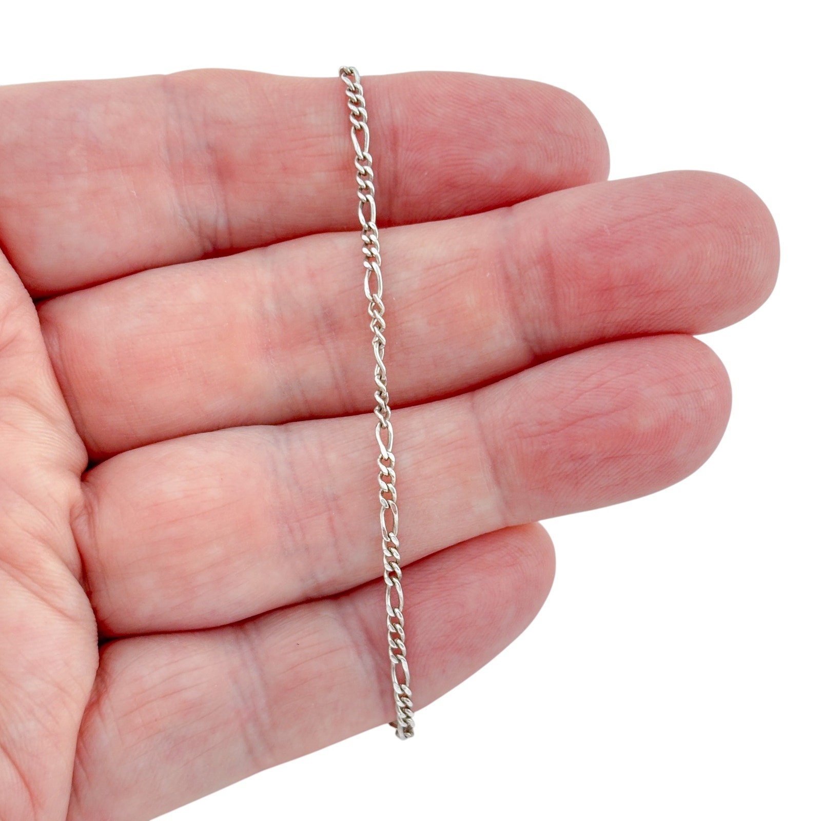 Vintage Sterling Silver 925 Figaro Chain Anklet 10″