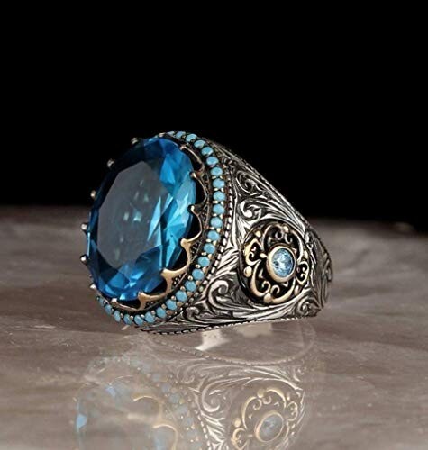 4 Ct Simulated Aquamarine Vintage Style Ring Silver Plated Valentine Gifts Ring