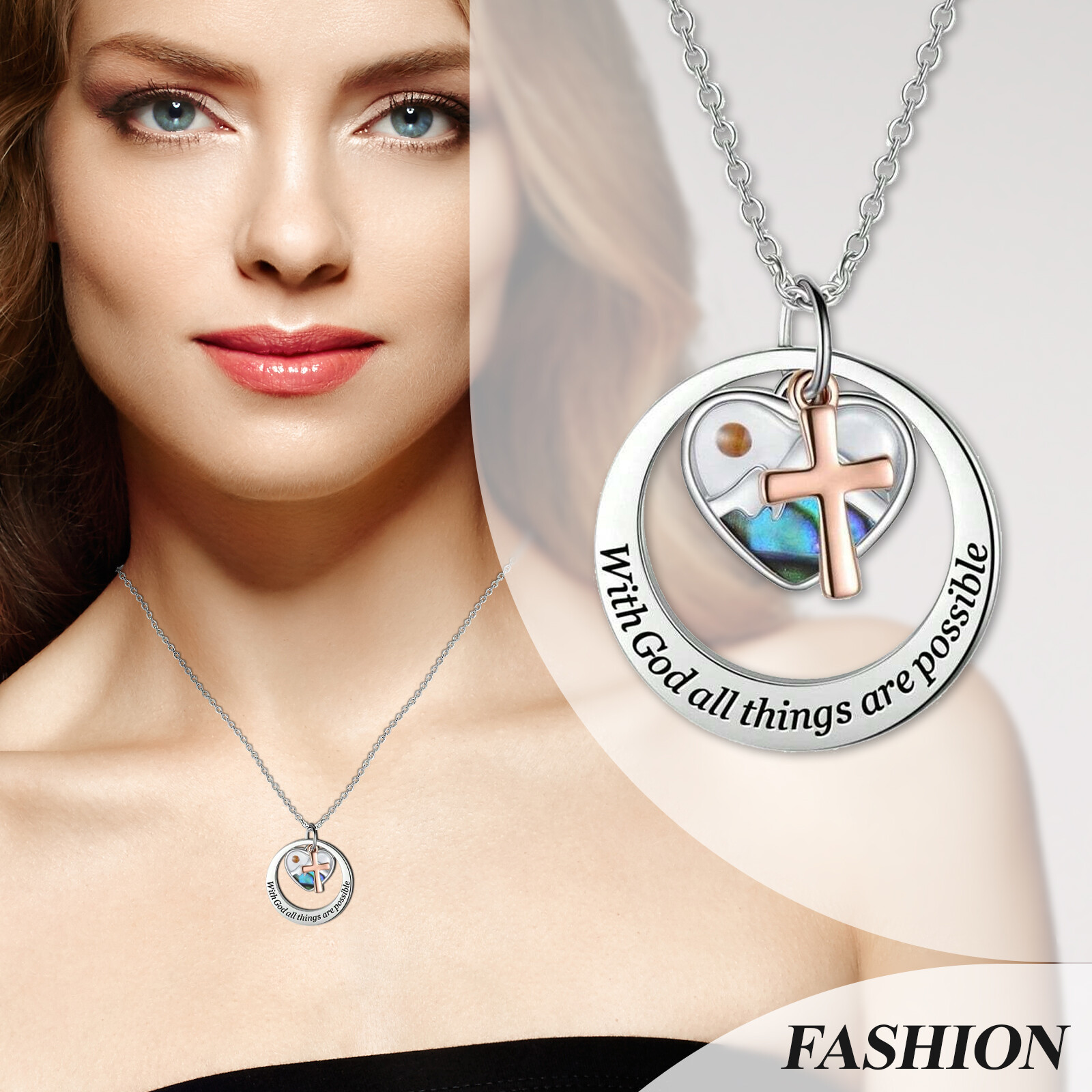 Mustard Seed Faith Necklace With God All Things are possible Cross Pendant Chain