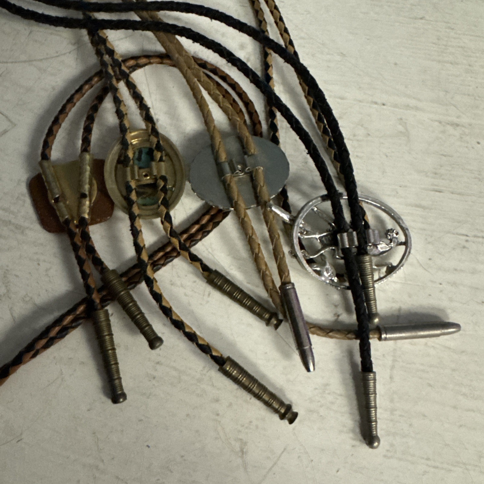 VINTAGE LOT 4 Women’s BOLO Faux LEATHER FABRIC Natural Stones +