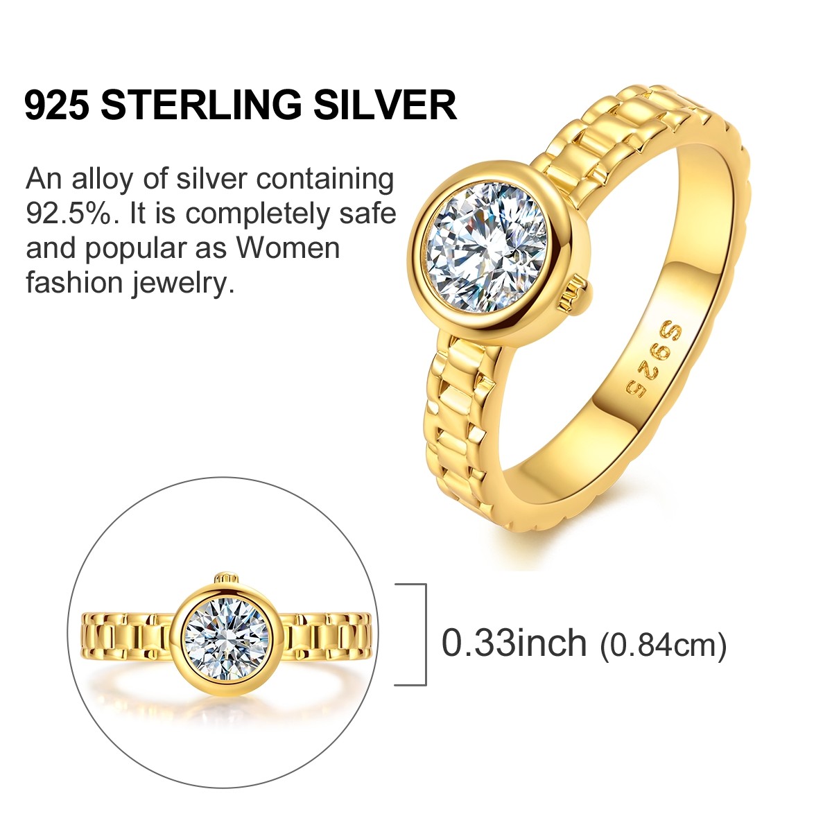 LAZA Original 925 Sterling Silver Ring CZ Round for Women Jewelry