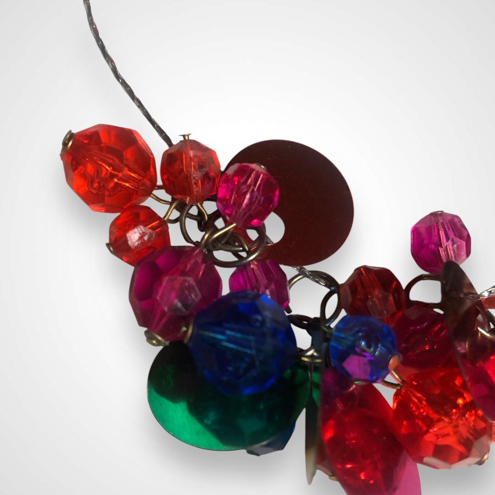 Y2K multi-coloured fairy necklace with colorful confetti jewels Maximalist