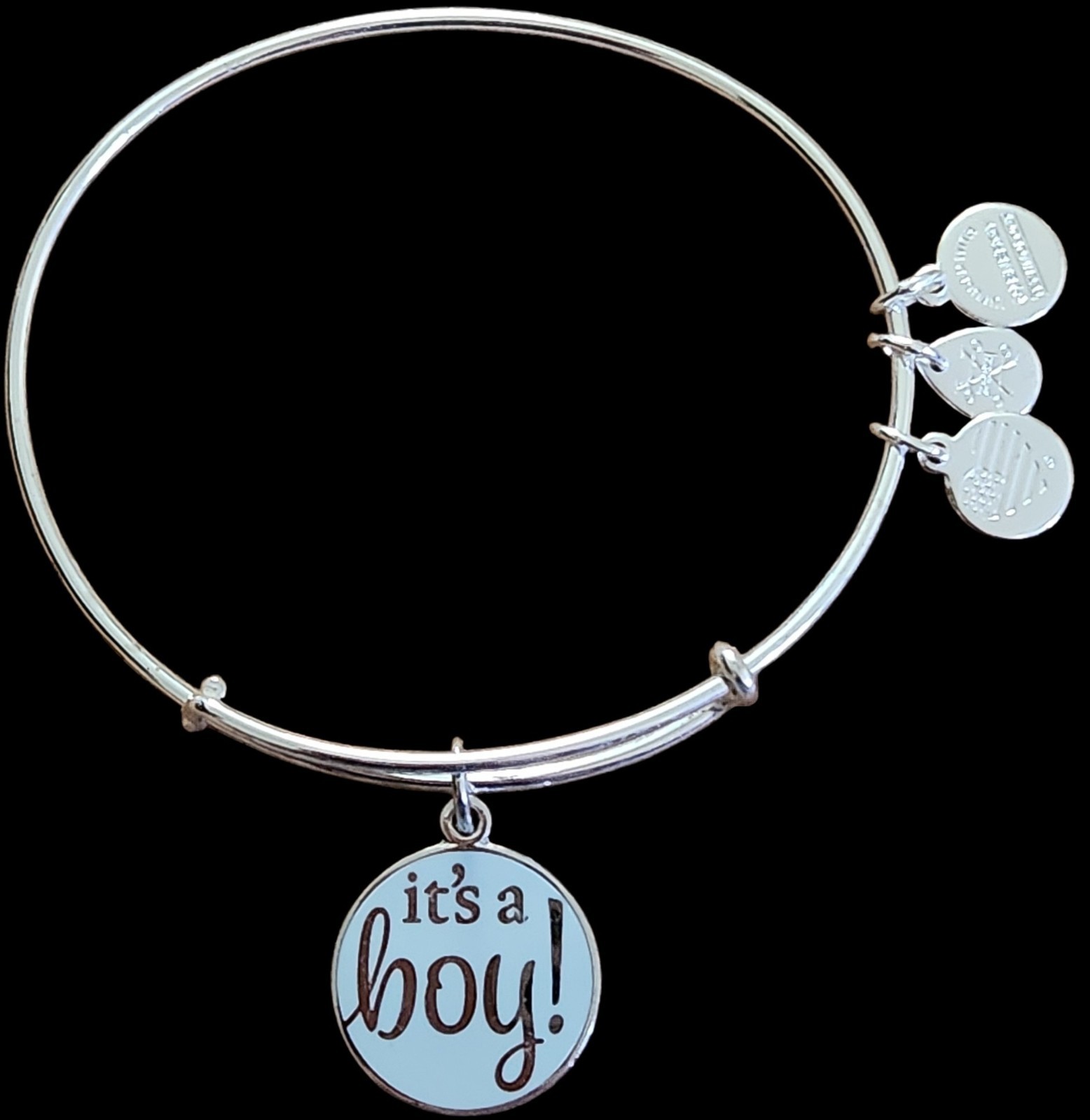 NWOT Alex And Ani IT’S A BOY Shiny Silver Expandable Bangle Bracelet