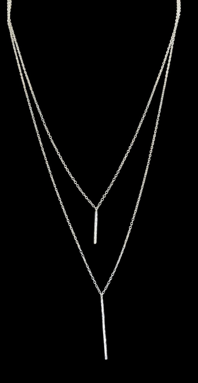 Gorgana Jewelry Pillar Pendant Necklace Double Layer Silver Minimalist