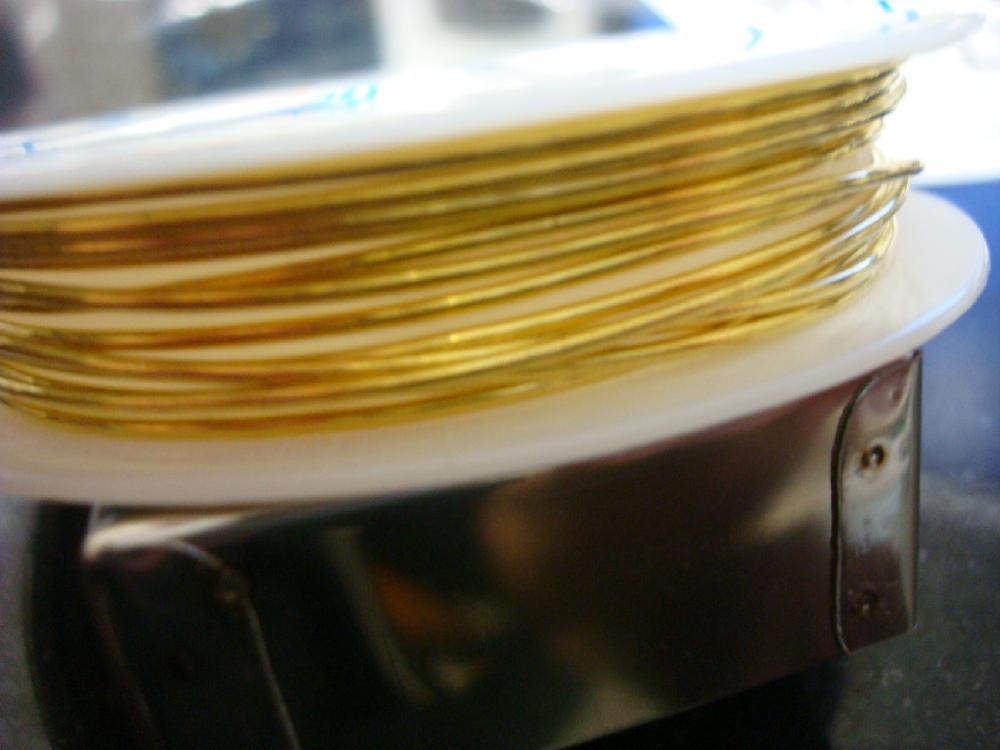 Gold plated copper round wire 18ga wire wrapped jewelry bead wire 8.2 feet PW008