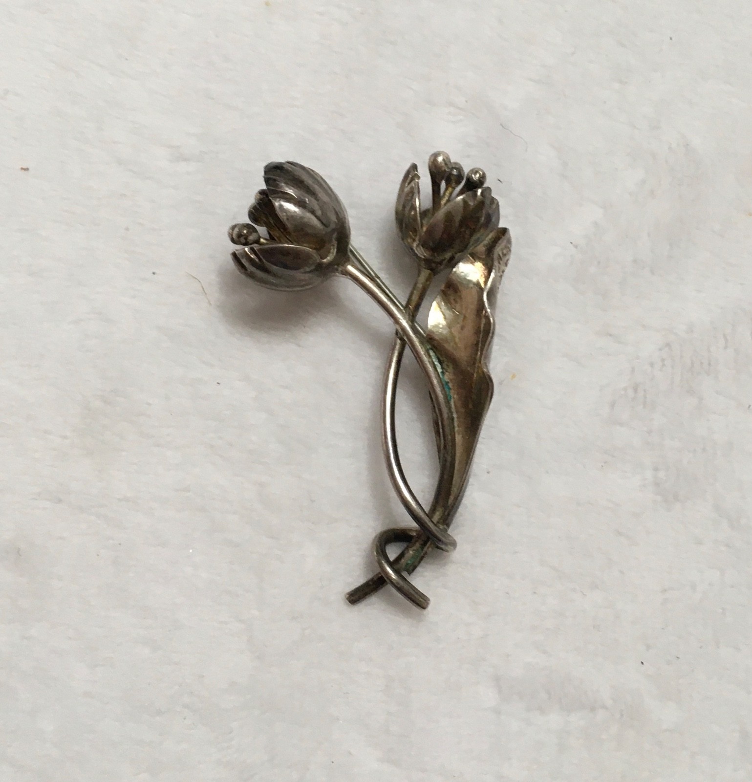 VTG Sterling Silver Flower Sculptured Artisan Brooch Pin SS-J-26
