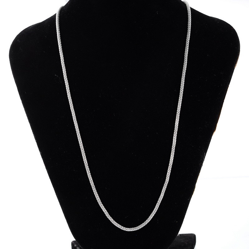 316L Stainless Steel 17.7 Inch (45 cm) 2.4mm Mesh Chain Necklace
