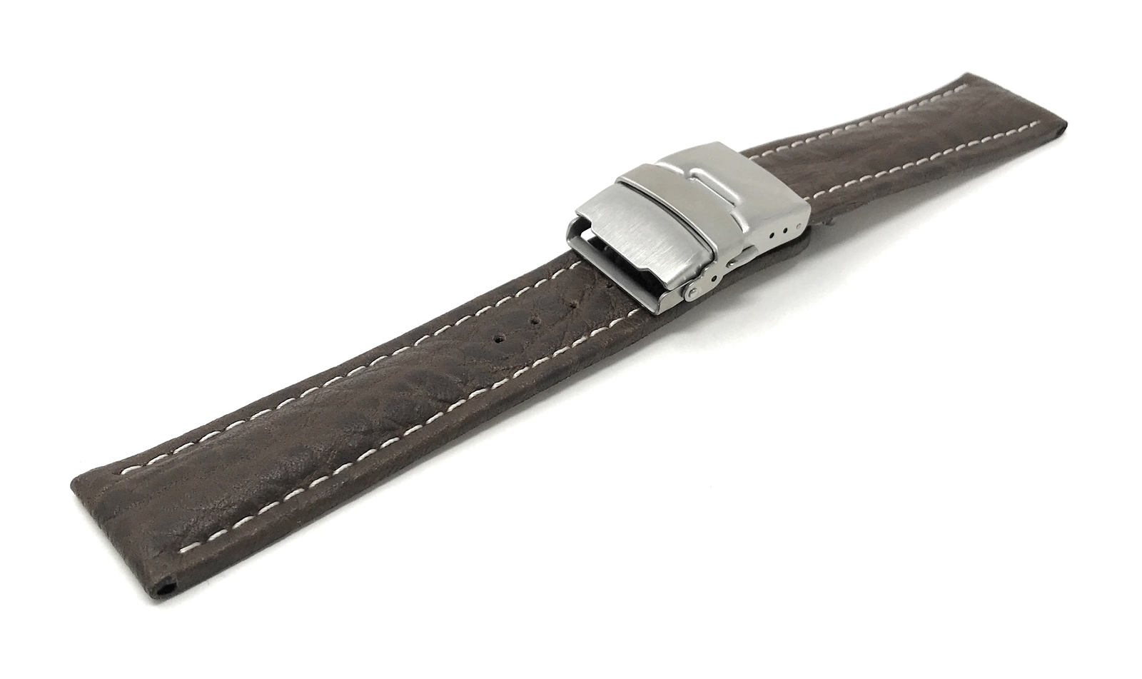 20mm Top Grain Leather Deployment Watch Band for Armand Nicolet JH9 Datum, MH2