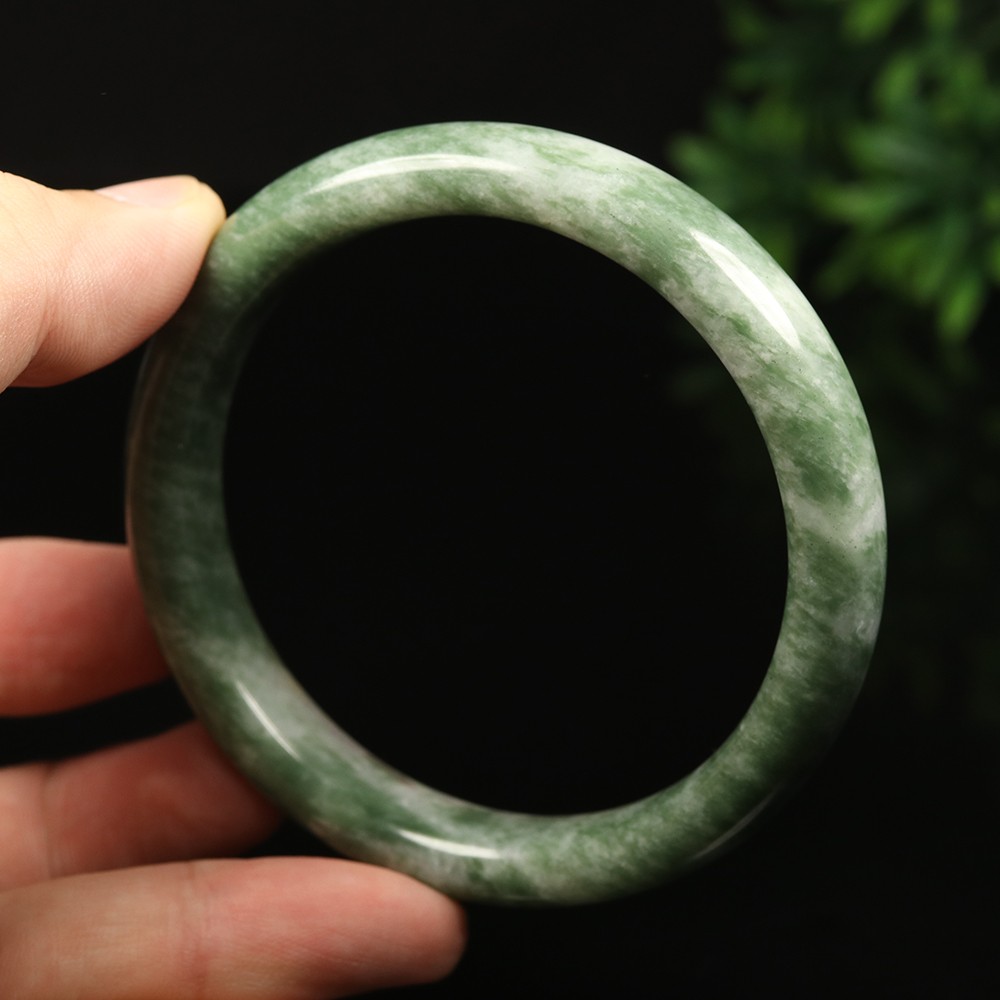 63mm Grade A 100% Natural Green Jade Bangle Bracelet Women’s Bracelet 33888