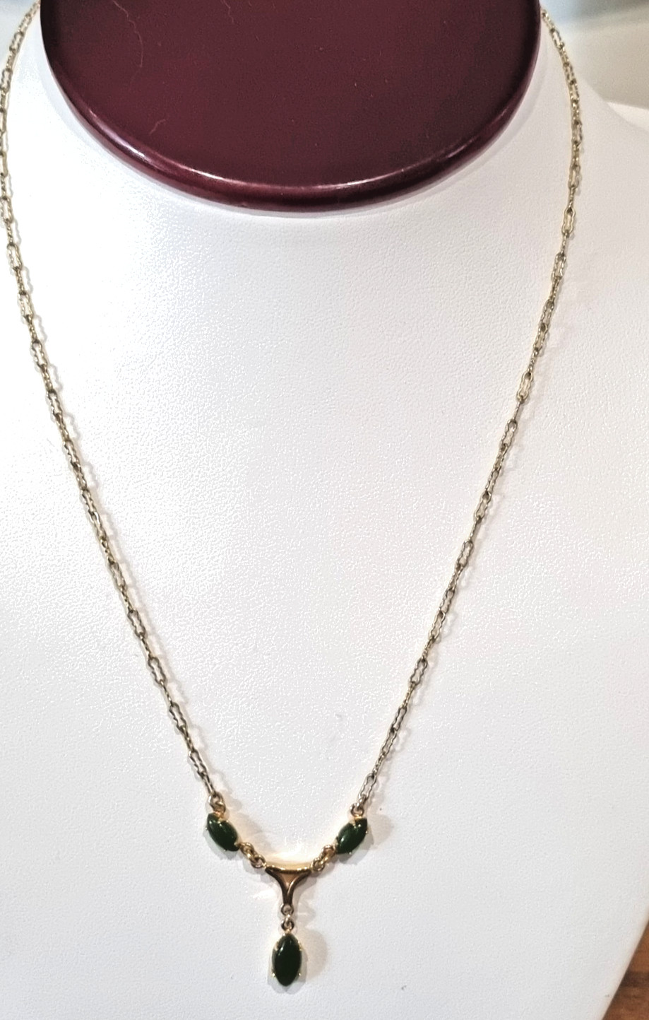 Vintage Rare Collectible c1940s -50s ART 12k gold fill Real Jade Necklace Video
