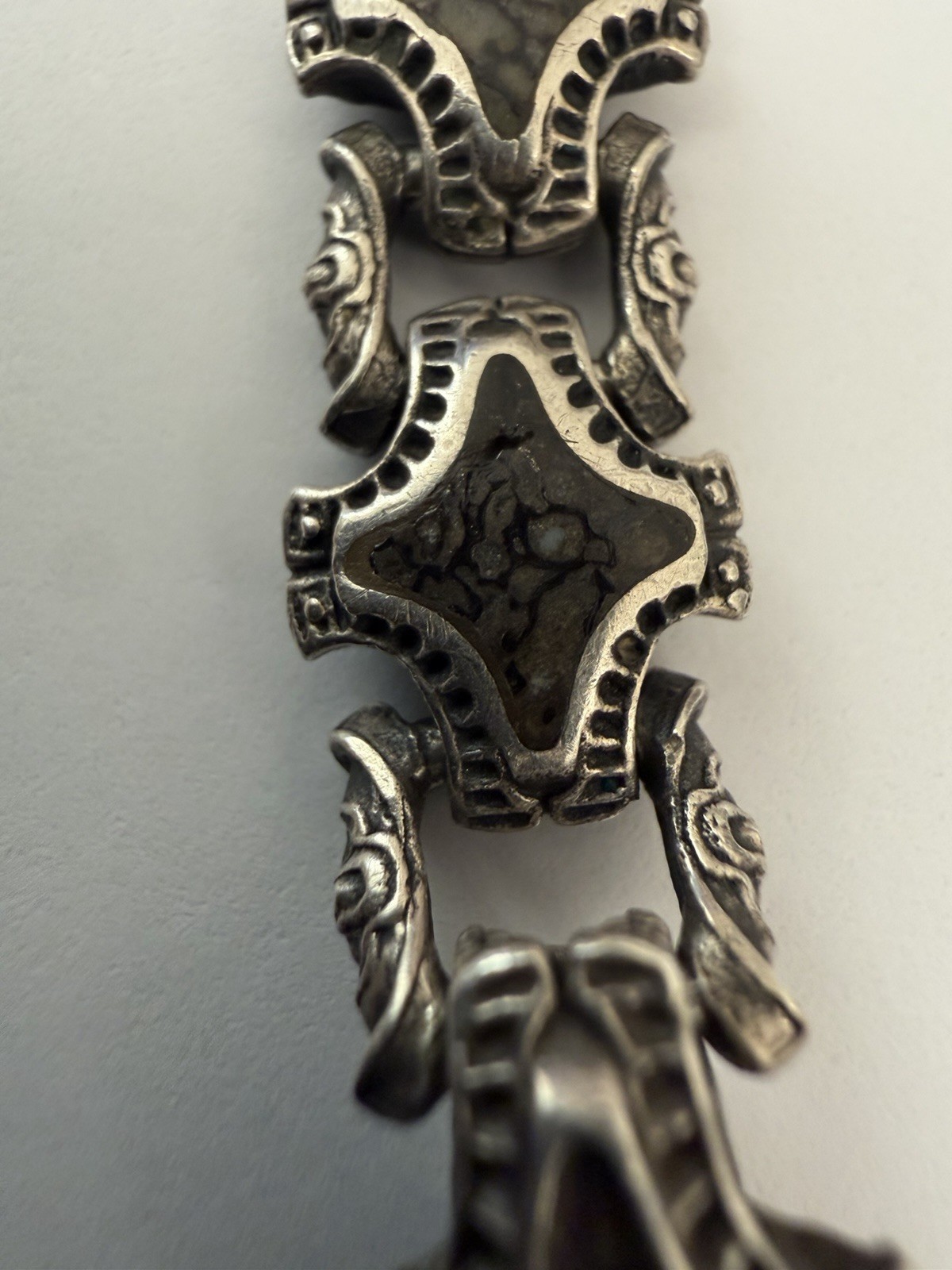 William Henry Sterling Silver Green Mammoth Bracelet Vintage 8.5”