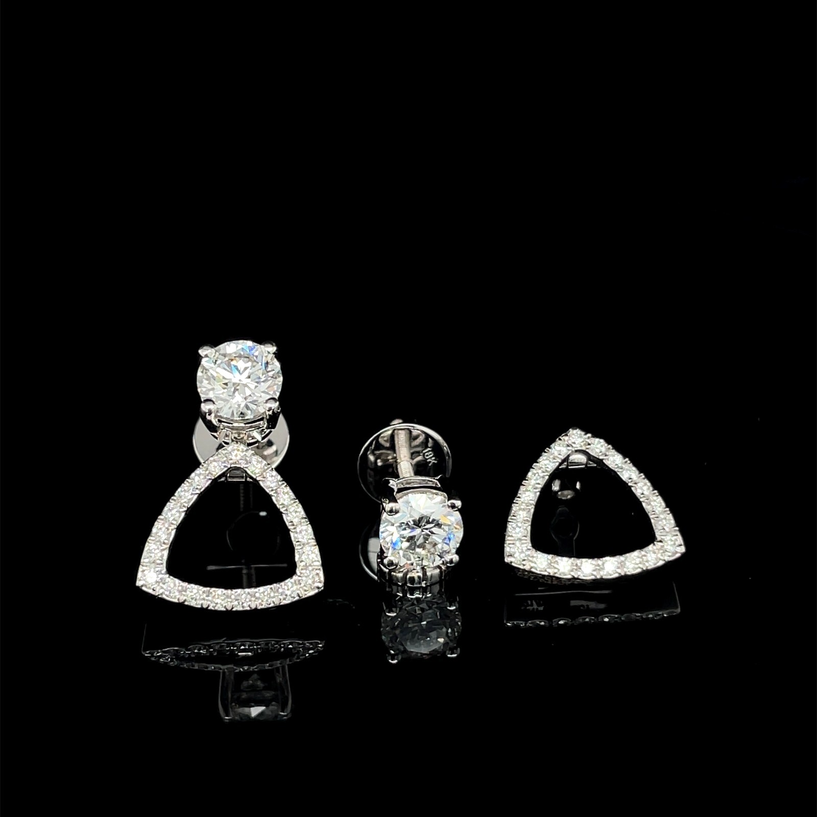 Convertible Lab Grown Diamond Changeable Stud Earrings – 10K White Gold Danglers