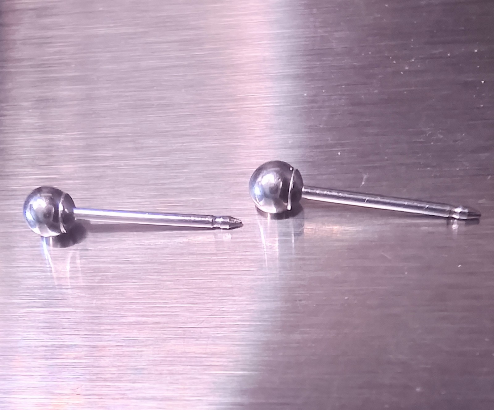Solid 14K White Gold Ball Stud Earrings 585 Stamped 2.5mm .15 Grams No Backs